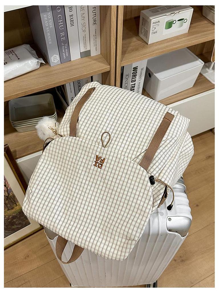 Клетчатый легкий рюкзак для студентов колледжа и старшеклассников - Большая вместимость для путешествий на открытом воздухе