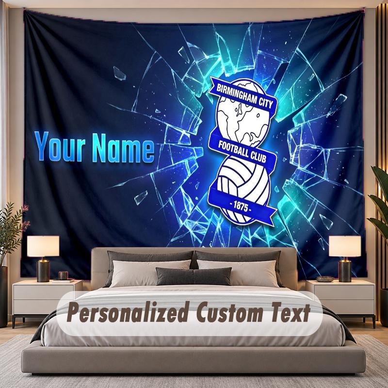 Custom Name Text Tapestry BIRMINGHAM CITY Personalized Polyester Wall Tapestry For Bedroom And Room