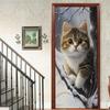 1Pcs Cute Cat Vinyl Door Sticker For Bedroom Home Decor Self Adhesive Removable Wall Decal Door Renovation Waterproof Poster