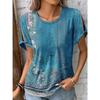 Summer Women's Hallow Short Sleeve Floral Printed T-shirt