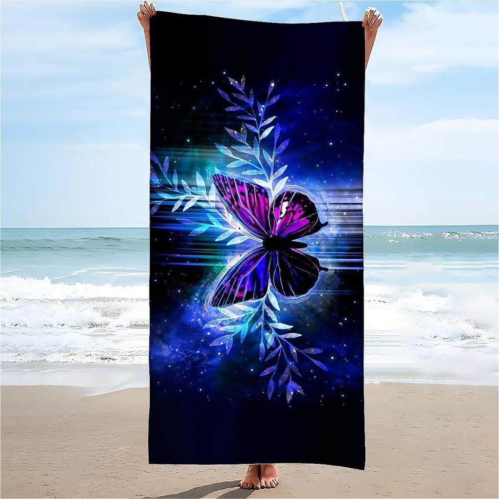 Blue Butterfly pattern Beach Towel for Family stuffs friend Gift Quick-Dry Sand free For Bath Yoga Beach Camping Swimming GYM
