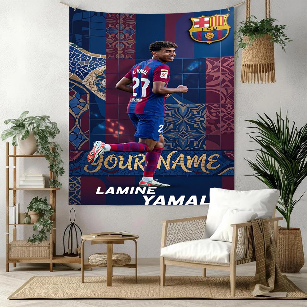 Lamin Yamal Custom Your Name Wall Decor Tapestry Art For Pet Memorial Birthdaywedding Party Backdrop Family Gift