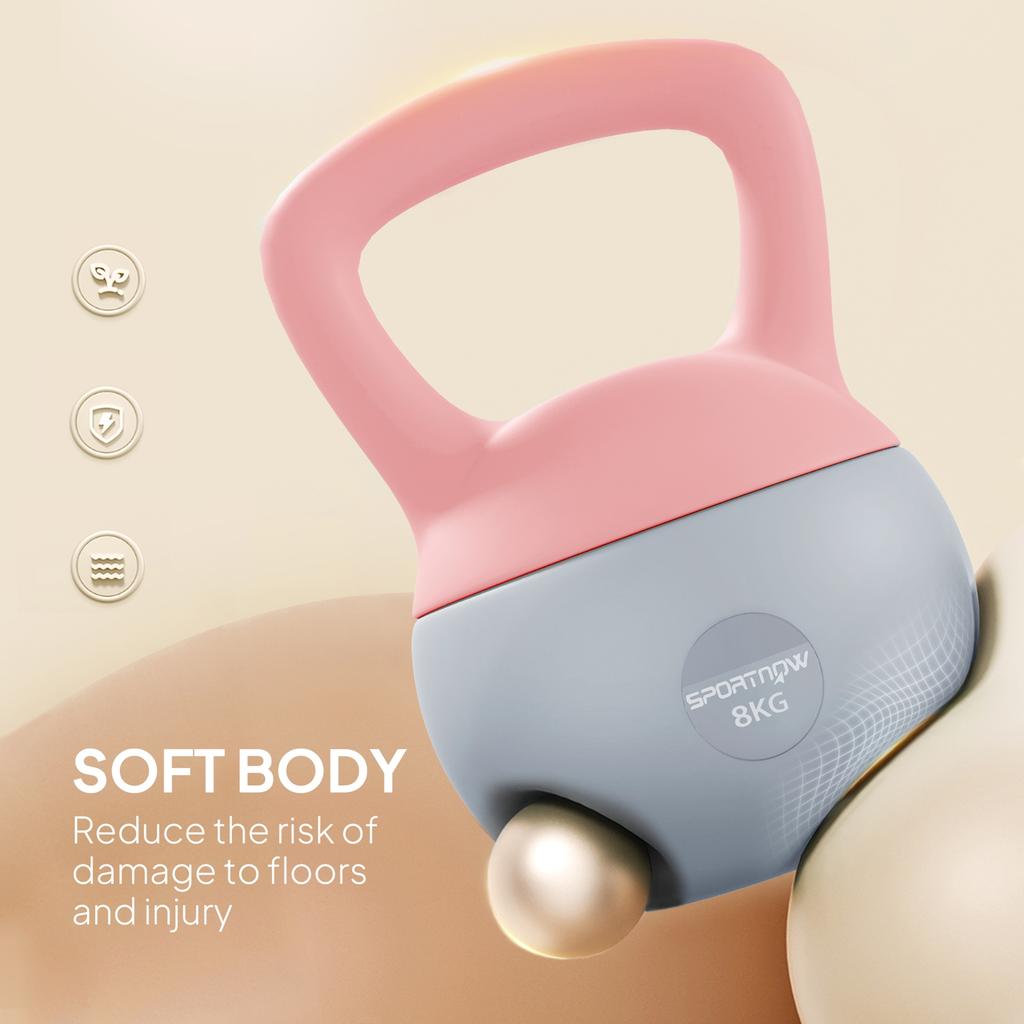 8kg Soft Kettlebell Kettlebell With Non Slip Handle For Home Gym Weight Lifting Strength Training Pink Grey