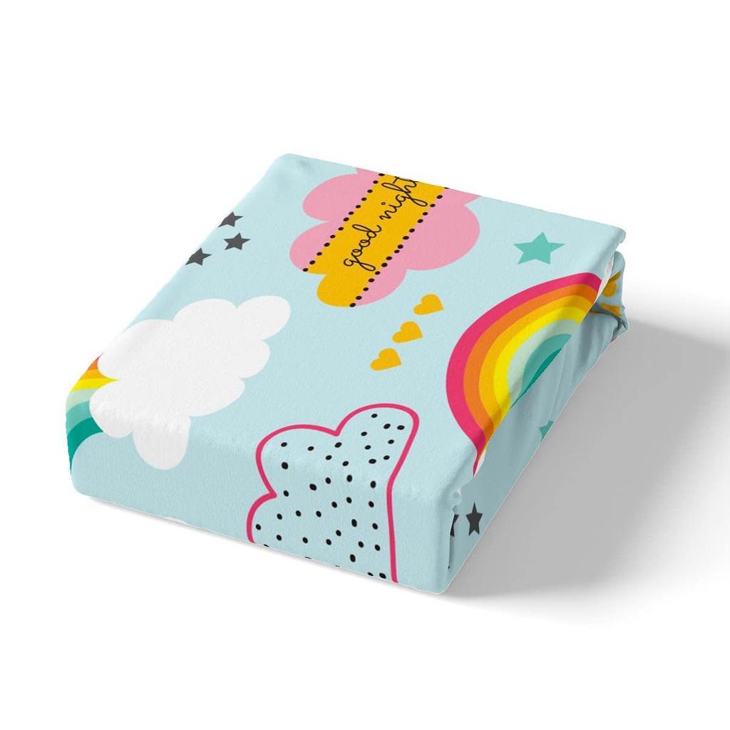 Color Rainbow Cloud Pattern Bed Hat Four-Piece Bedding Set Bedroom Dormitory Bedding Decoration