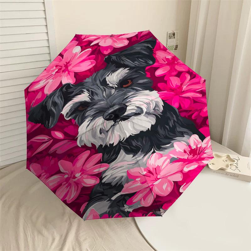 1PC dog flowers Automatic Open/Close Umbrella Compact Folding Umbrella with 8-Rib Shaft lightweight esign, Highquality Fabric1179A