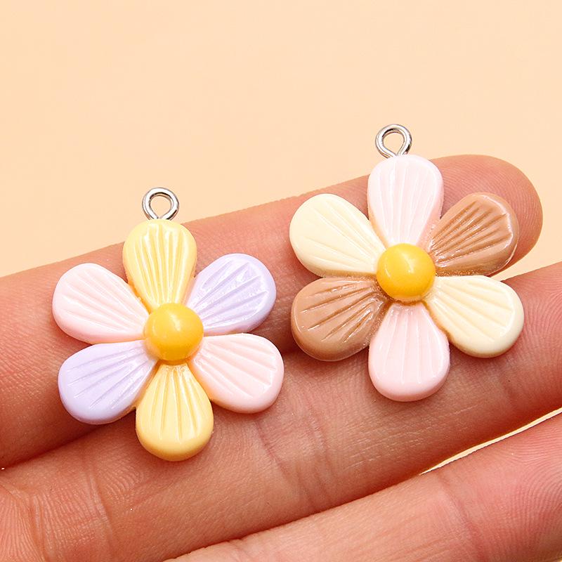 5 Color Resin Flower Charms: 24x30mm for Bags, Necklaces, Bracelets, and Phone Accessories