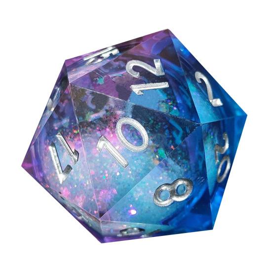 Игральные кости Liquid Core Resin Dice Sharp Edge 20-сторонние игральные кости золотисто-серебристого цвета с цифрами Многогранные игральные кости Quicksand Multi-sided D20 игральные кости для ролевой игры Реквизит для игральных костей