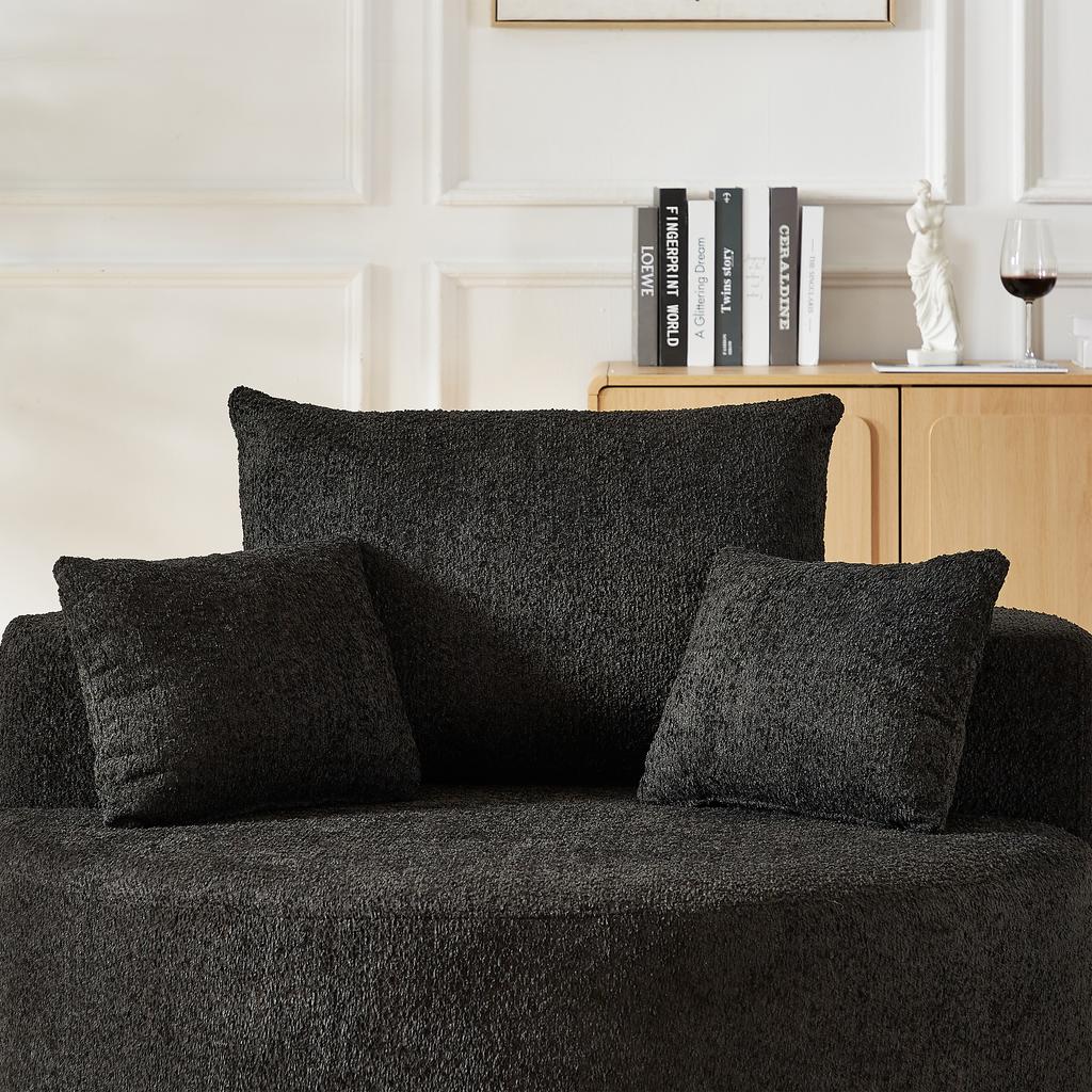 Chenille foam single armchair, no assembly required, fluffy modern sleeper chair for living room, bedroom, lounge and screening room