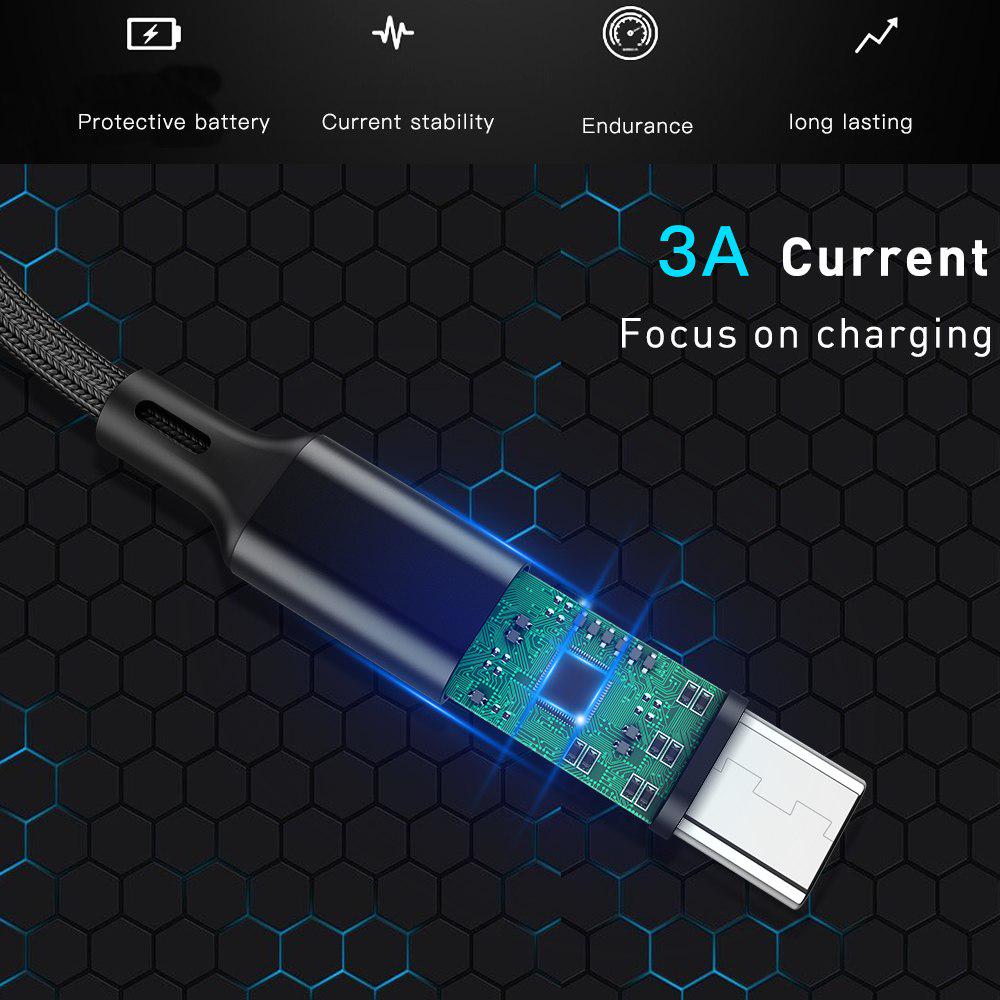 QUEED USB-кабель 3 в 1 для мобильного телефона с микро-USB типа C для быстрой зарядки iPhone