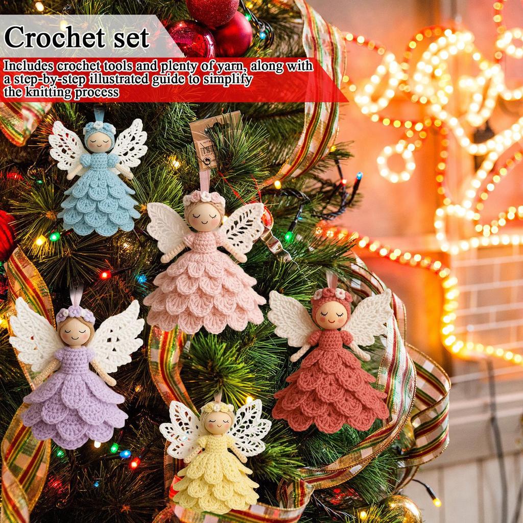 Crochet Kit Angel Doll Ornament Knitting Set Crochet Craft Kit For Beginner Adult Handmade DIY Craft Crocheting Supplies Tool