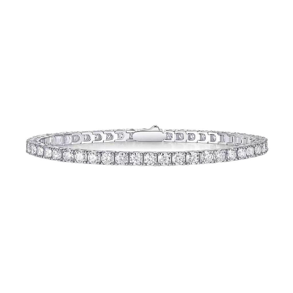 French-style light luxury four-prong diamond tennis bracelet for women, sparkling zirconia, niche high-end couple's jewelry with hidden clasp