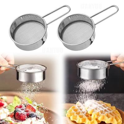 Просеиватель муки из нержавеющей стали, ручные инструменты для выпечки, посыпка сахарной пудрой, фильтр для кофе, подвесные домашние кухонные принадлежности