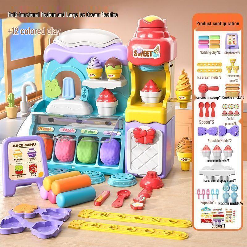 Машина для мороженого Play-Doh - Набор для ролевых игр «Сделай сам» для детей с пластилином и развивающими формочками.