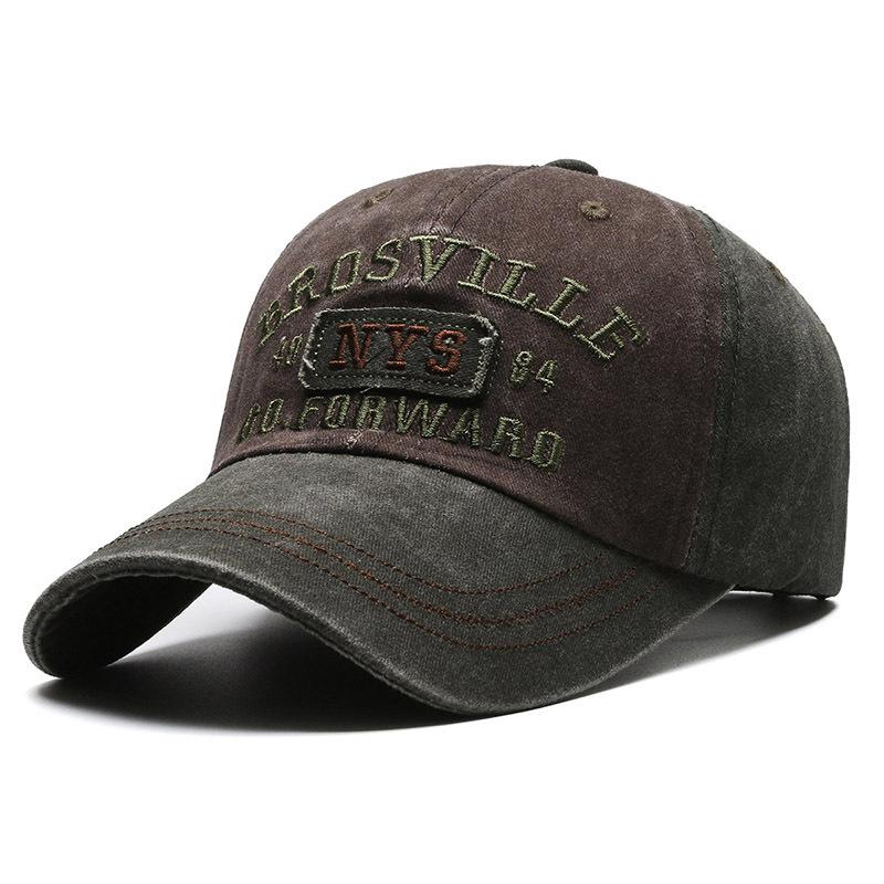 Men & Women All-Season Denim Baseball & Bowler Caps Official Washed Embroidered Letter Curved Brim Sun Protection Outdoor Hats