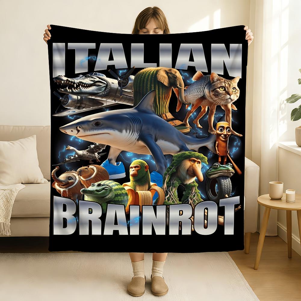 Italian Brainrot Creative Animal Blanket Soft and Skin Friendly For Couch Bed Napping Bedspread All Seasons Comforter