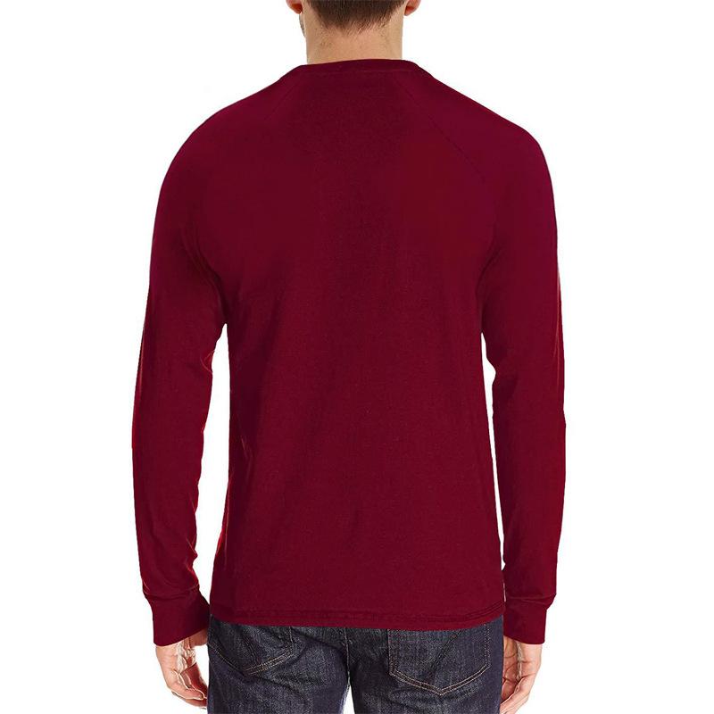 Men's Long-sleeved Shirt Solid Casual Bottom Shirt Slim Fit Round Neck Men's T-shirt