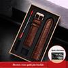 Watchband Blue Black Cowhide Leather Strap Butterfly Buckle Fits All Brands Of Watches Men Women 121415161819202223mm