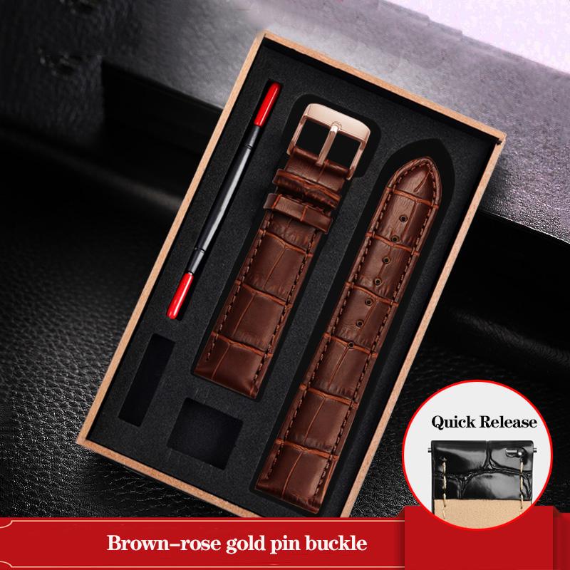 Watchband Blue Black Cowhide Leather Strap Butterfly Buckle Fits All Brands Of Watches Men Women 121415161819202223mm