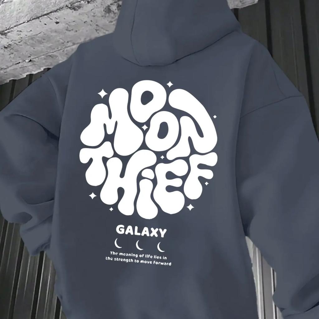 Autumn and winter and wo hooded long sleeved hoodie, moon thief galaxy printed fabric soft and comfortable