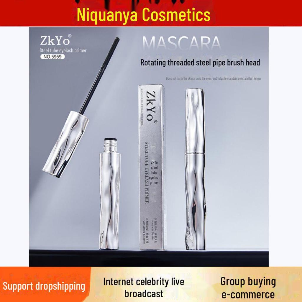 Водостойкая основа под ресницы и тушь для ресниц ZkYo в стальном тюбике: Стойкий, усиливает завитки, устойчив к поту, не размазывается.