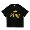 2023 Повседневная летняя хлопковая футболка с принтом KING QUEEN, свободная футболка с короткими рукавами и круглым вырезом для влюбленных, женские и мужские топы, футболки
