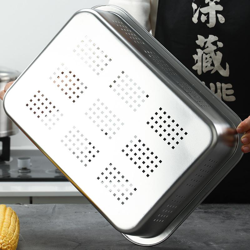 Кухонный поддон для хранения продуктов питания Thicken, прямоугольный, из нержавеющей стали, для выпечки, хлеба, овощей, фруктов, с крышкой
