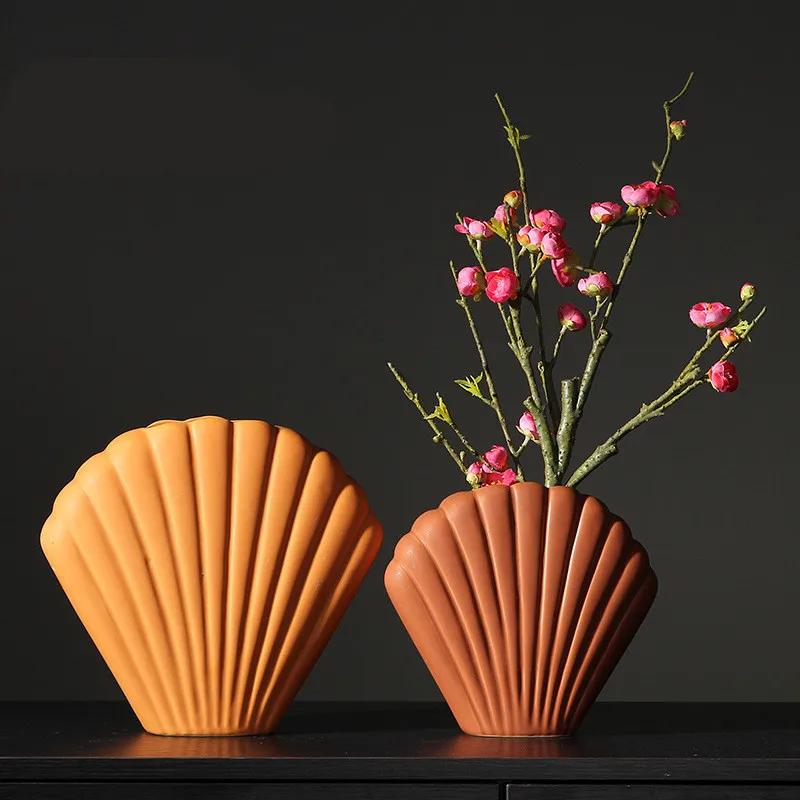 Nordic Art Shell Vase Creative Ceramic Vase Modern Minimalist Home Decor Accessories Modern Flower Vase for Wedding Decoration
