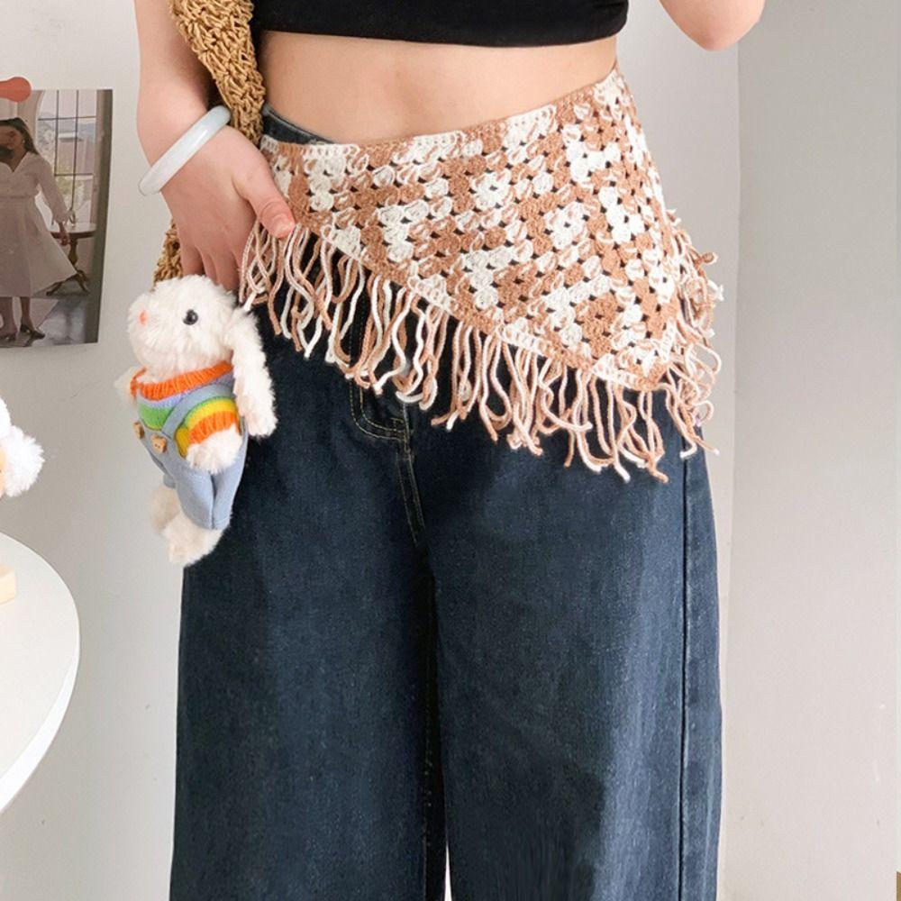 Cummerbund Ethnic Style Waist Band Bohemian Turban Apron Wrap Knitted Triangle Headscarf Summer