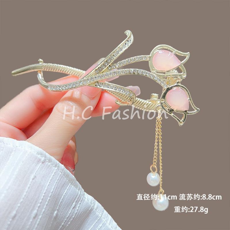 Trendy Personal Flower Hairpins Women Pearl Hair Clips Accessories Temperamental Alloy Hair Accessories