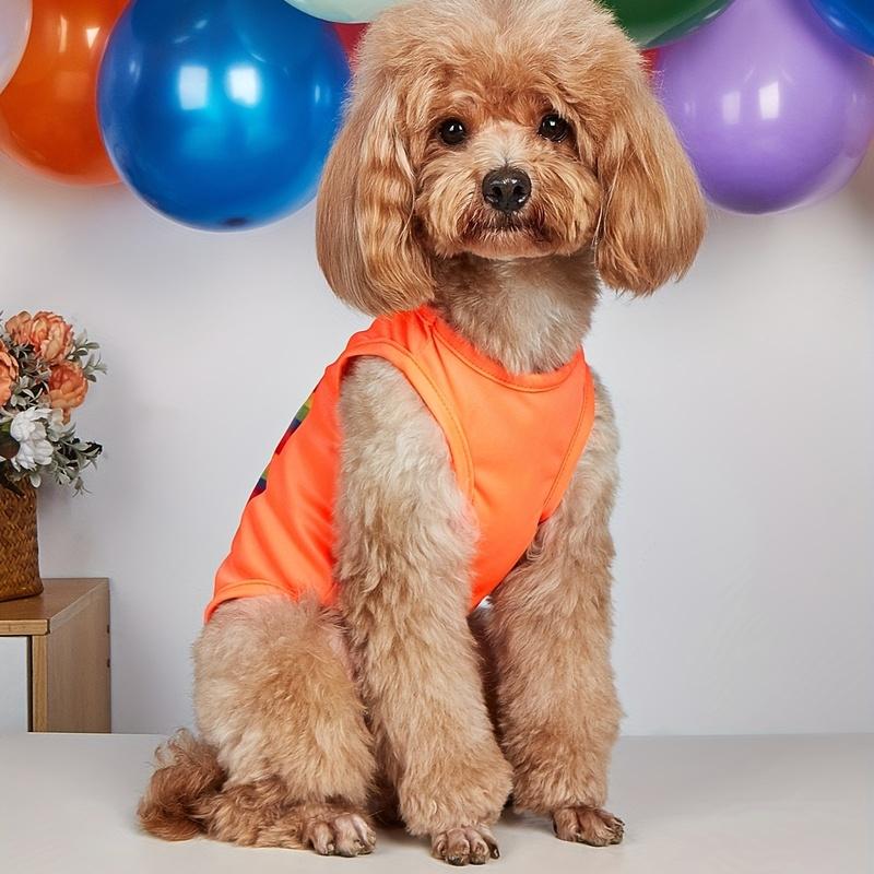 Pet clothes dog cat vest light, breathable and comfortable, clothes with prints, orange, simple, generous, fresh and cute, suita