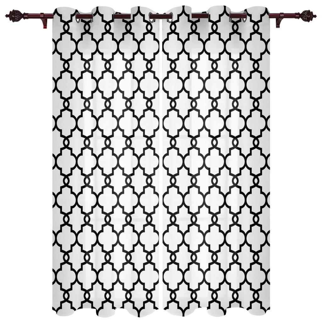 Классические белые и черные геометрические клетчатые современные призматические оконные шторы, шторы для гостиной, декоративные предметы для гостиной