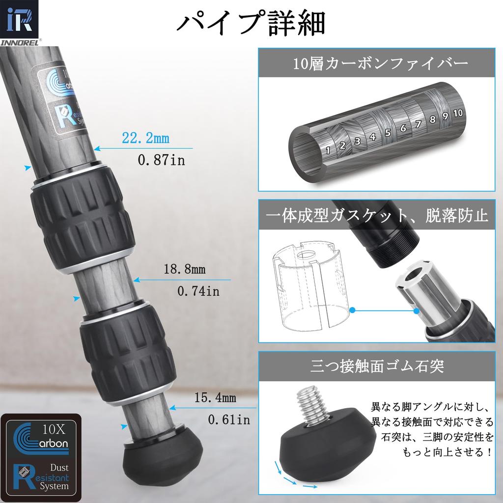 INNOREL Tripod Mini Camera Tabletop Tripod Carbon Fiber Loading 10KG Грузоподъемность 28MM Шаровая головка в комплекте 3 секции Выдвижной штатив для смартфона Маленький