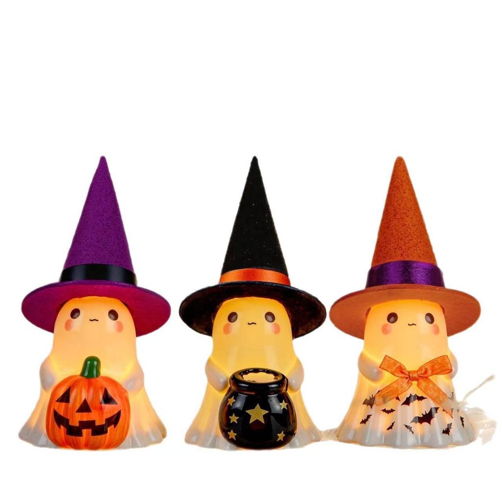 Halloween Glow Ghost Decorations, Outdoor Standing Ghost, Front Porch Yard Resin Crafts,