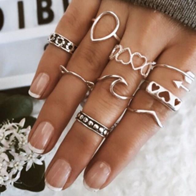Rings for Women Stainless Steel Jewelry Fidget Ring Set Schmuck Sets Bague Femme Bohemian Bague Couple Accessories Anelli
