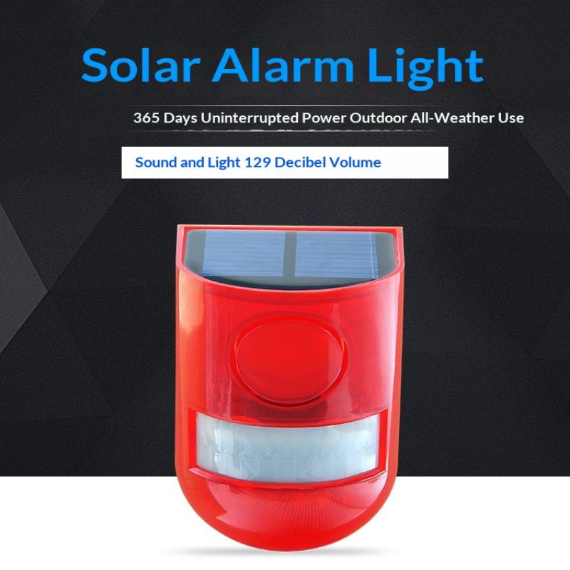 Wireless Solar Motion Alarm Light 120dB Siren IP65 Waterproof for Outdoor Patio Vegetable Garden Animal Repellent