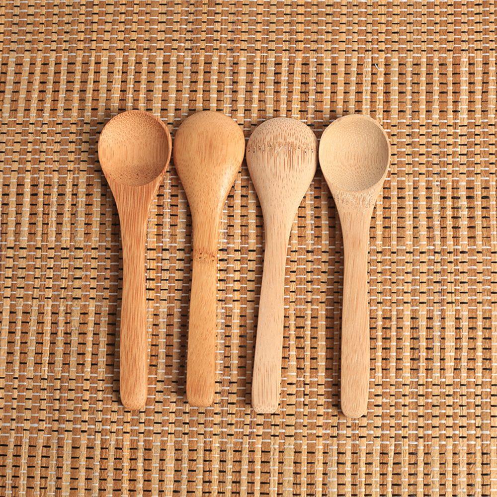 3 Pc Cutlery Soup Tea Cooking Utensil Jam Scoop Bamboo Spoon Wooden Round