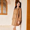VICTORIA&VERA Women's Gold Double-Breasted Wool Coat