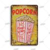 Tin Sign FastFood Pizza Hot Dog Hamburgers Ice Cream Fries Pop Corn Metal Vintage Plaque Metal Retro Plate Kitchen Wall Decor