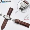12 13 14 15 16 17 18 19 20 21 22 23 24mm Watch Band For Women Men Wristwatch Straps Leather Double Press Butterfly Clasp