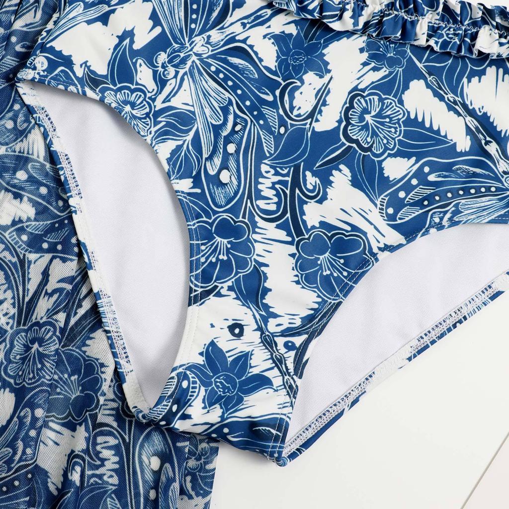 Новый сексуальный бикини-раздельный женский купальник из трех частей с сетчатой юбкой