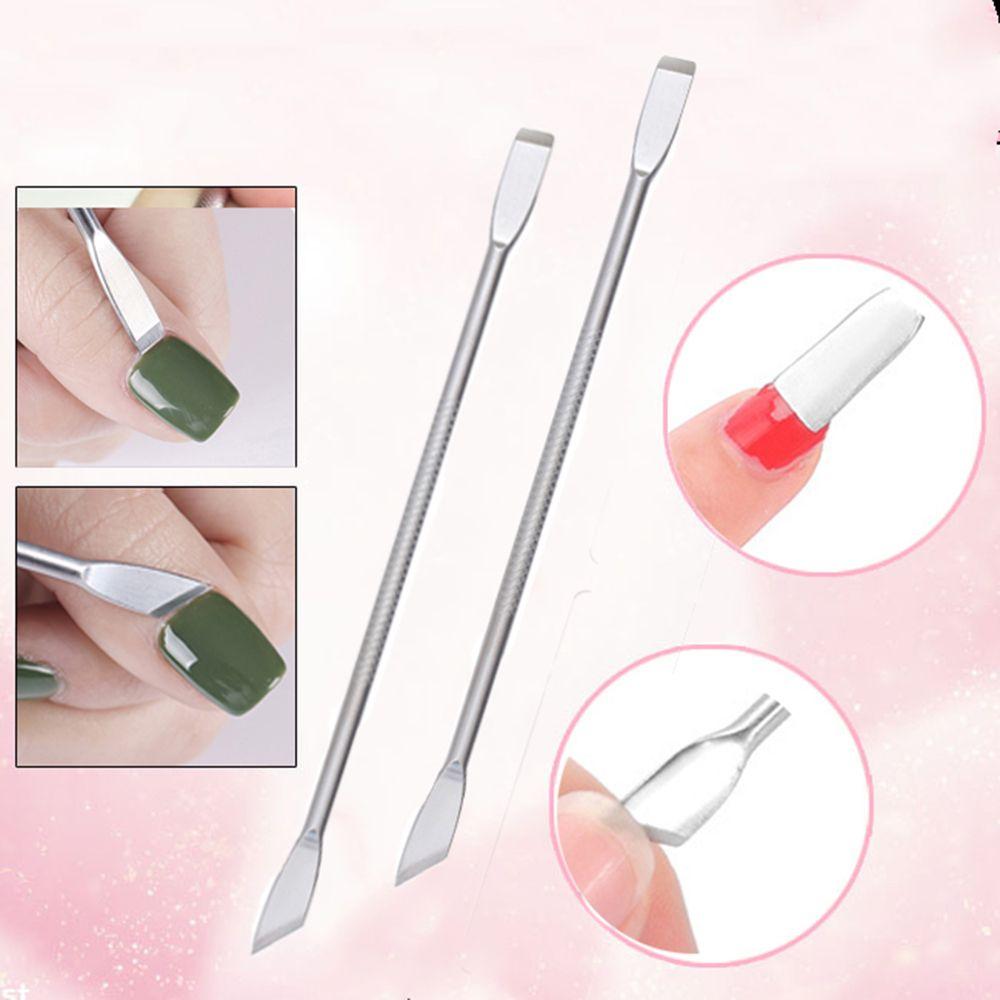 DIY Арт Советы Инструмент для маникюра Нескользящая ручка Нержавеющая сталь Пушер для удаления кутикулы Двусторонний