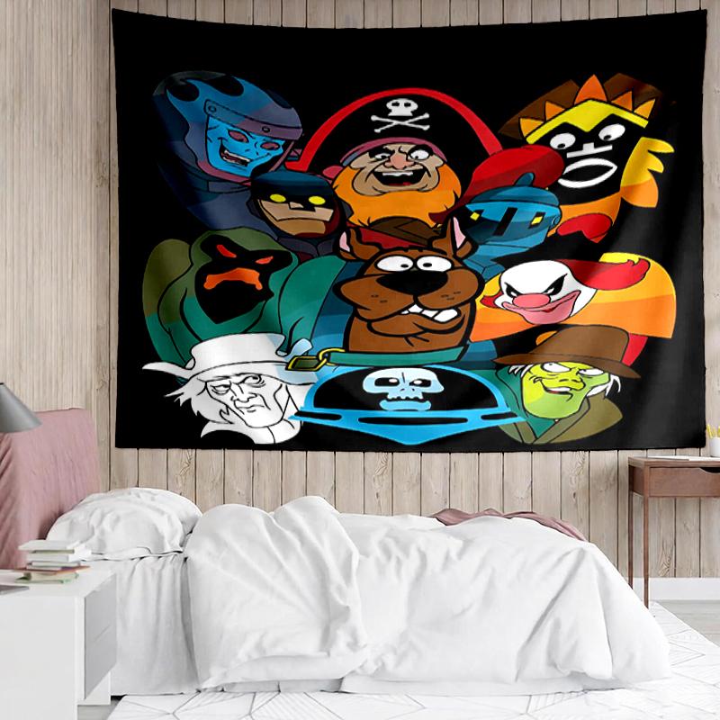 Scooby-Doo Print Tapestry, Backdrop, Easy Setup, Ideal for Bedroom, Office & Living Room, with Aesthetic Wall Hanging Decor.
