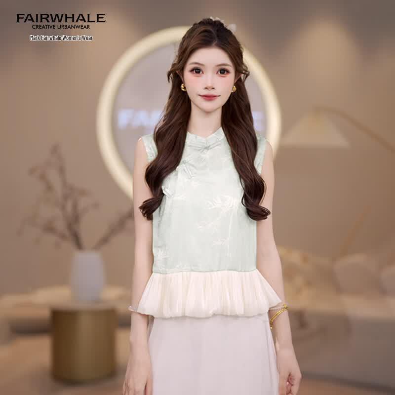 Mark Fairwhale New Chinese Style Lace Sleeveless Top