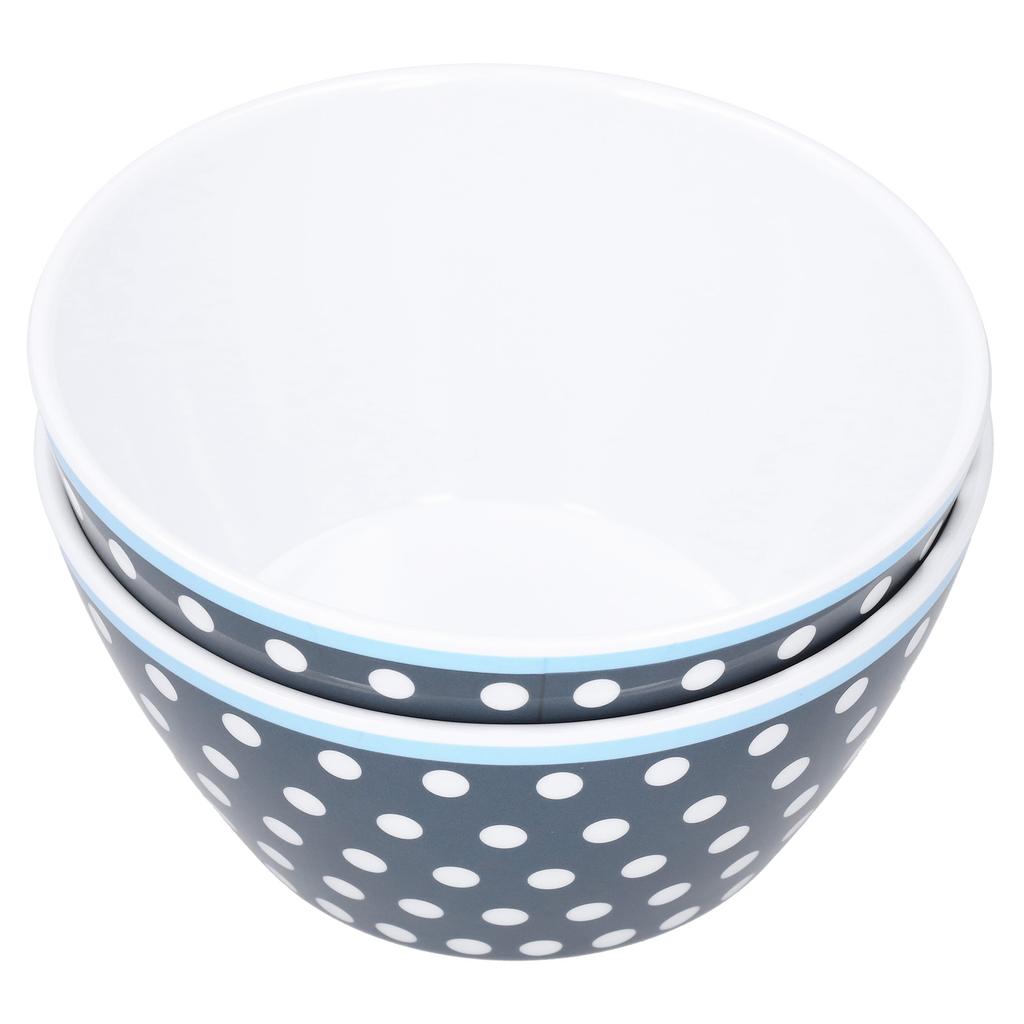 4PCS 6in Salad Bowl Dinner Serving Bowl Sets Kitchen Imitation Porcelain DinnerwareDark Blue Dots