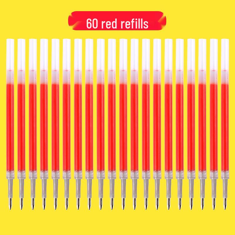 Набор из 100 стержней для черной гелевой ручки 0,5 мм - На водной основе, Шариковый наконечник, Нажимной механизм, Совместимы с красной ручкой