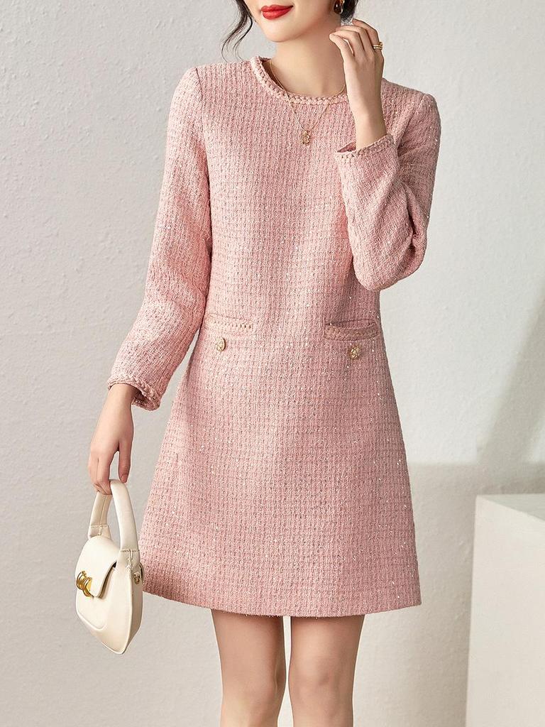 Winter Celebrity Sequin Tweed Dress for Women
