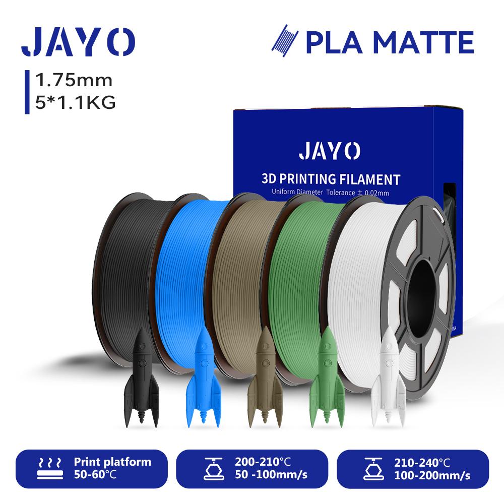 JAYO 5 катушек 3D PLA Матовый Филамент для 3D-принтера 1,75 мм+/-0,02 мм 100% Без пузырьков Нетоксичный Материалы для 3D-печати для 3D-принтера и ручки