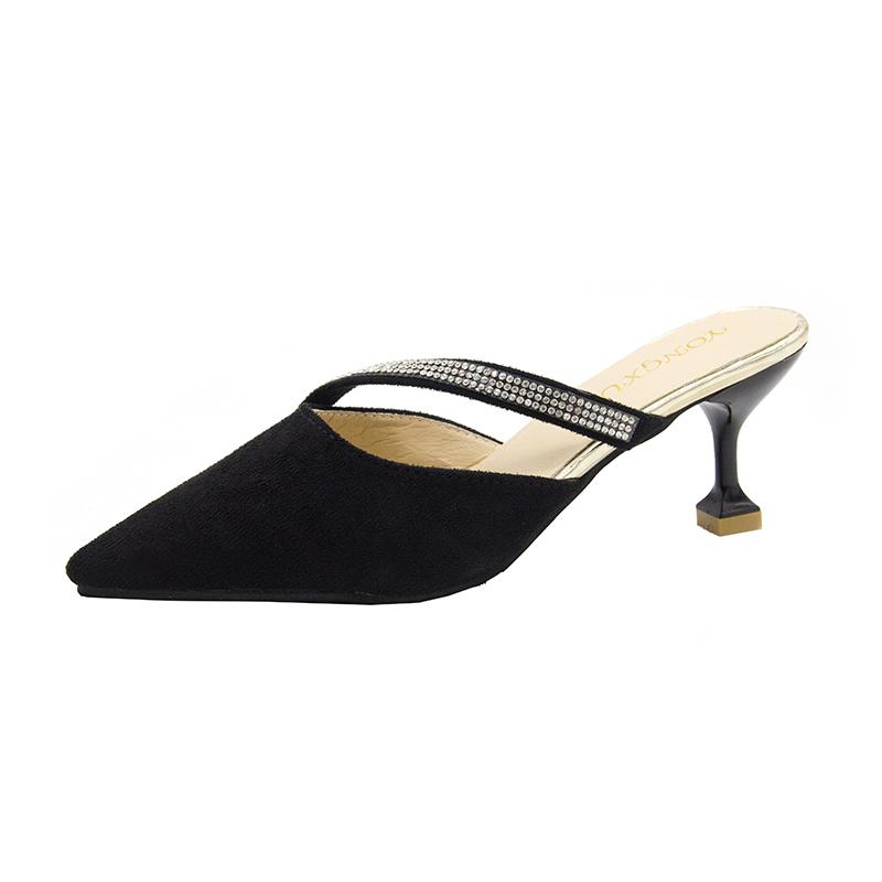 Модные весенне-летние босоножки на высоком каблуке с открытой пяткой, женская обувь, пуанты, женские туфли с ярким бриллиантом на высоком каблуке, элегантные женские туфли на высоком каблуке