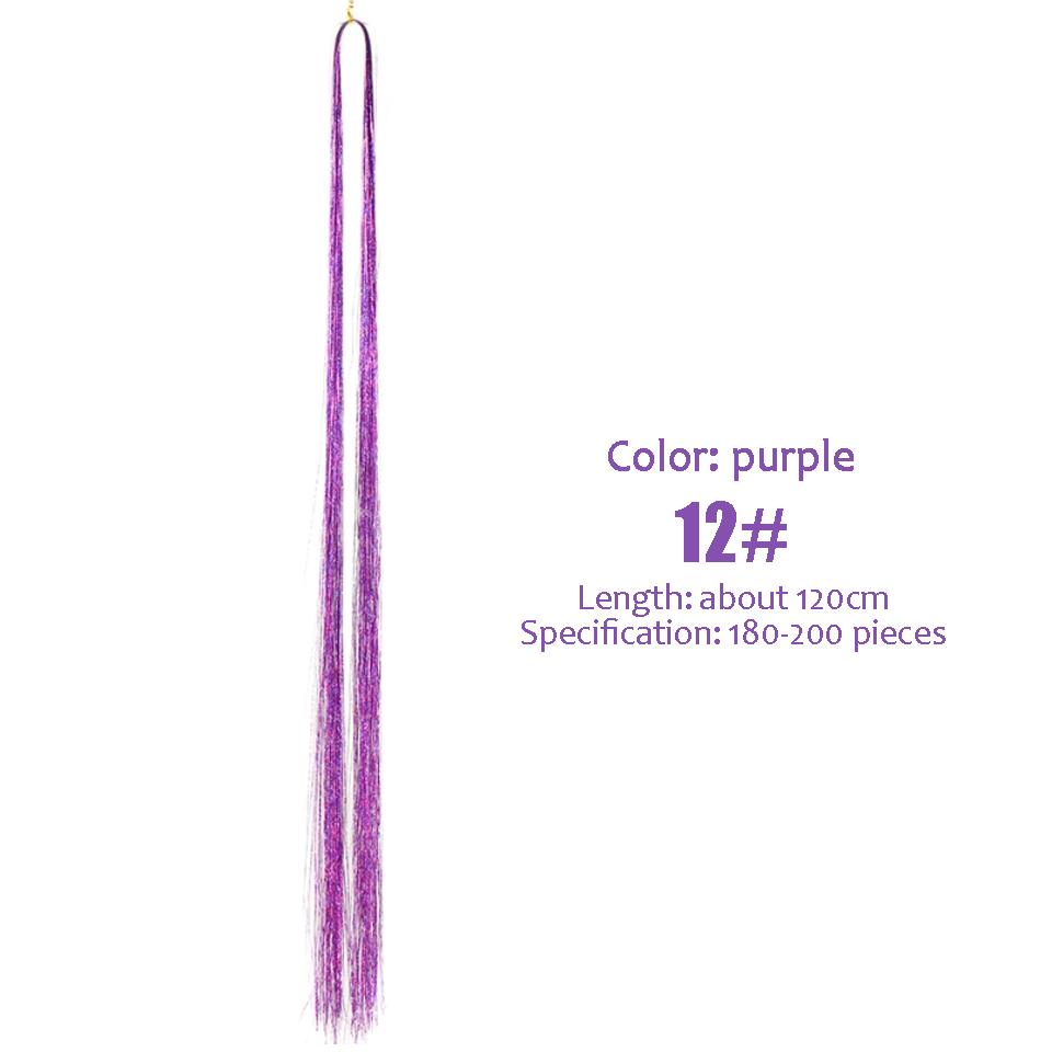WTB Synthesis Neon Rainbow Sparkle Shiny Hair Tinsel Rainbow Silk Hair Extensions Dazzles Women Hippie for Braiding Headdress