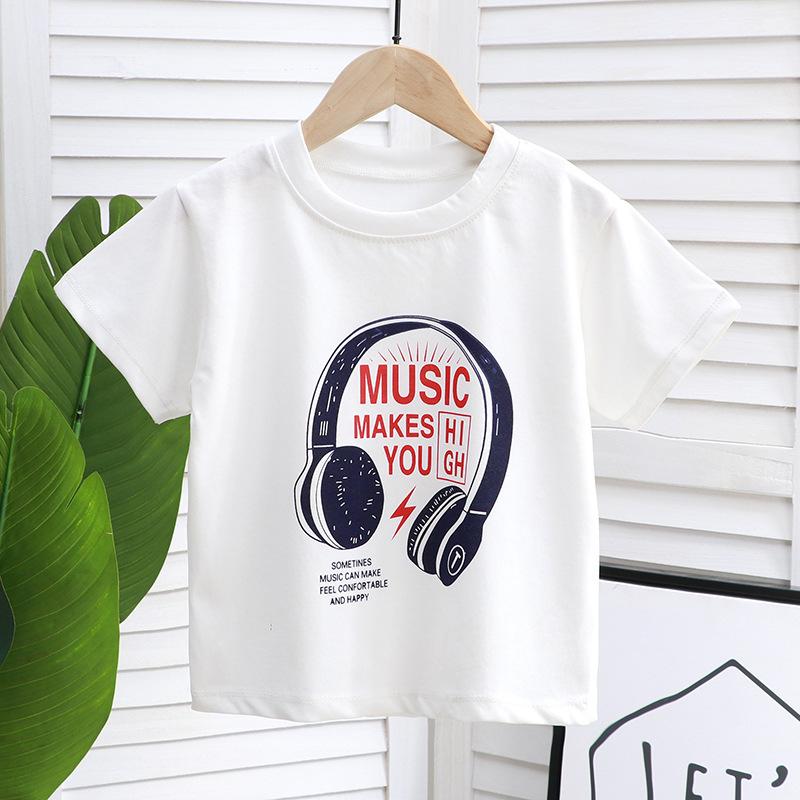 Новая детская футболка с короткими рукавами из хлопка «Айсберг» для мальчиков и девочек, летняя детская тенденция с половиной рукавов, взорвала улицу.